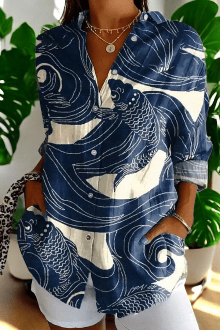 Midnight Koi – Blusa Floreale