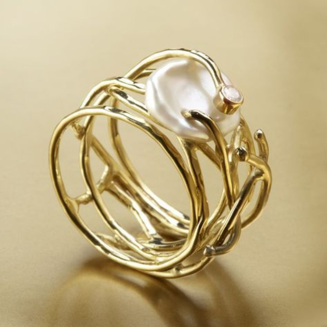 Samira - Anello Fine in Oro e Perle