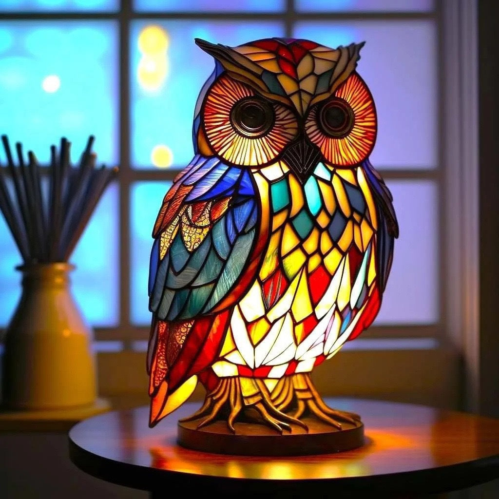 Lampada di Legno a Energia Solare a Forma di Gufo