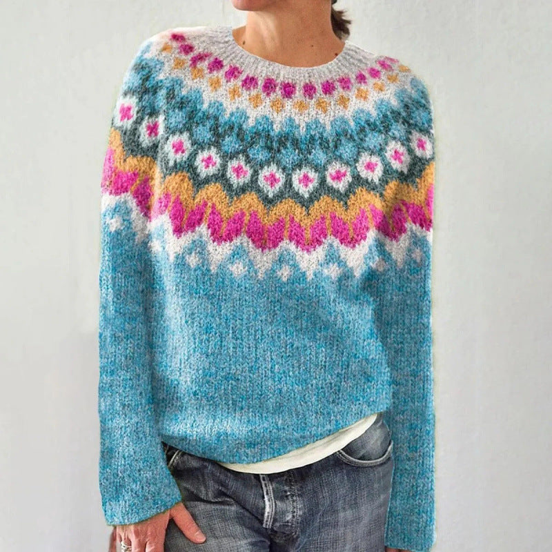 Maglione con motivo geometrico, colorato