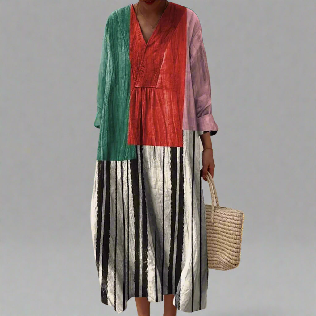 Karin™ | Abito Maxy a righe con design a blocchi di colore