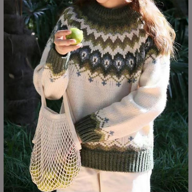 Maglione Classico con Motivo a Maglia
