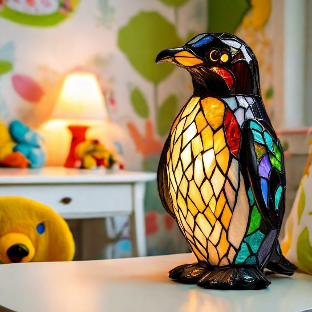 Lampada Pinguino in Vetro Colorato