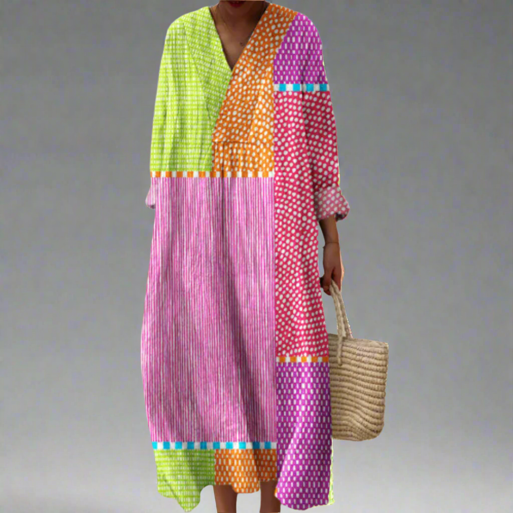 Ruby™ | Maxidress con Patchwork e Pois