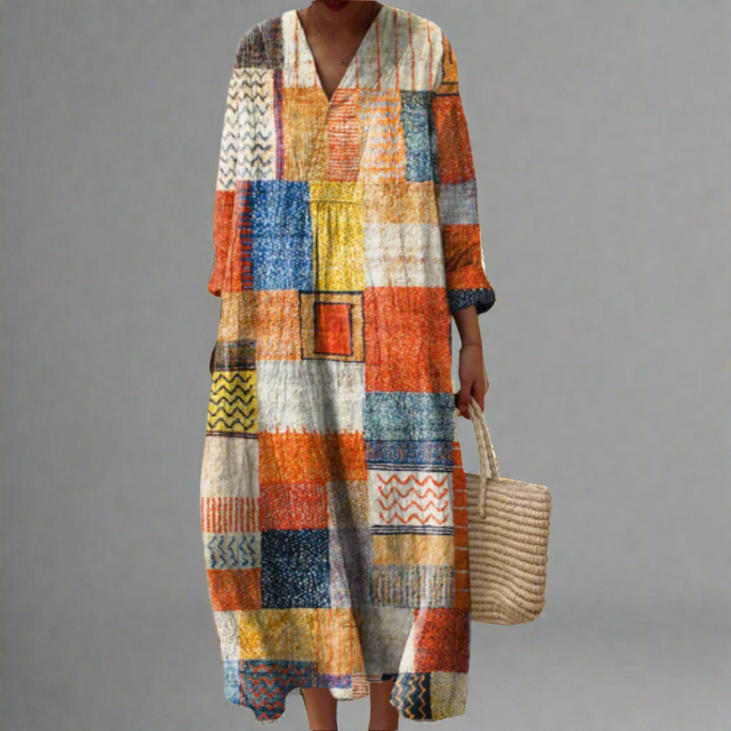 Hazel™ | Abito Maxiboard Patchwork Harmony Boho