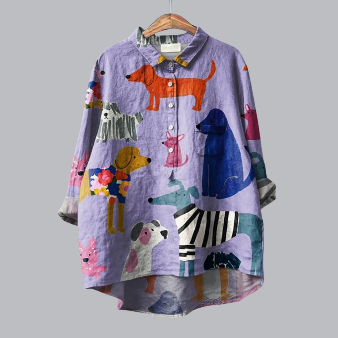 annalisa | Blusa con stampa artistica di cani per amanti degli animali