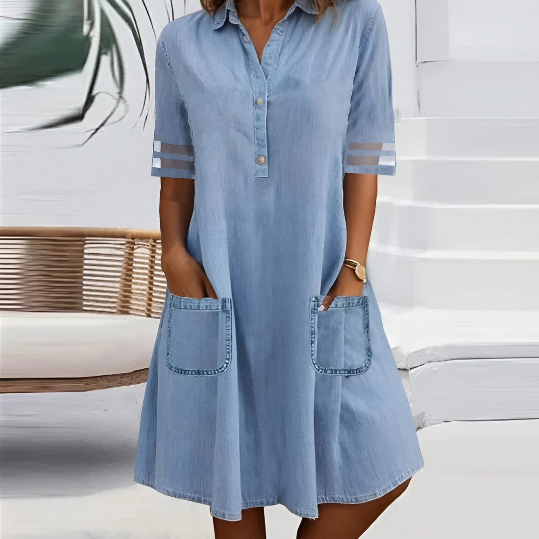 Denivia Camicia Abito in Denim Leggero