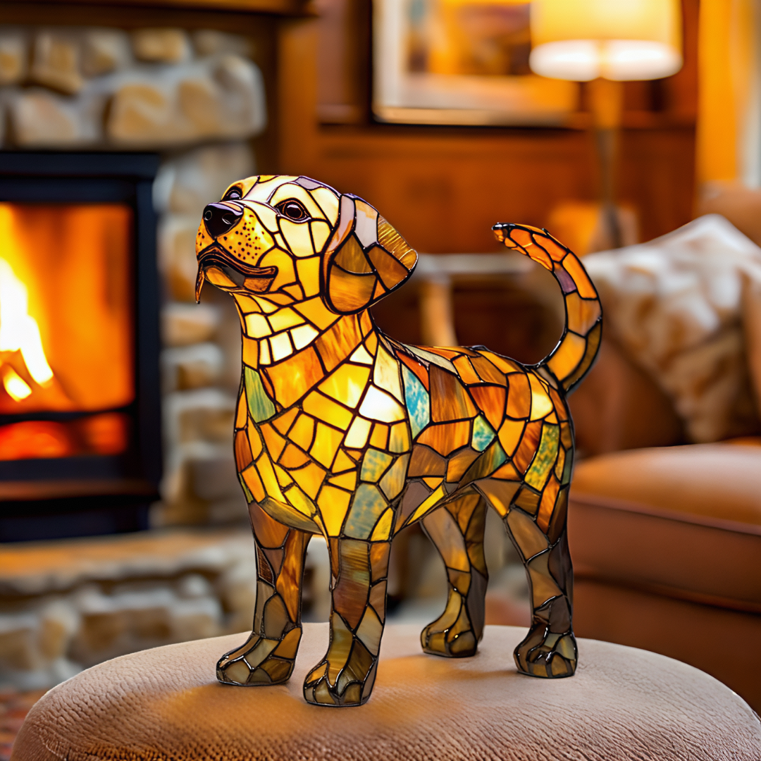 Lampada per cucciolo Beagle in vetro giallo