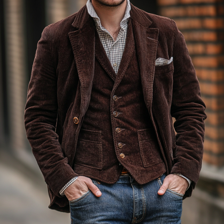 PATRIZIO™ | BLAZER CLASSICO CON GILET IN TESSUTO PREMIUM