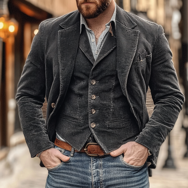 PATRIZIO™ | BLAZER CLASSICO CON GILET IN TESSUTO PREMIUM