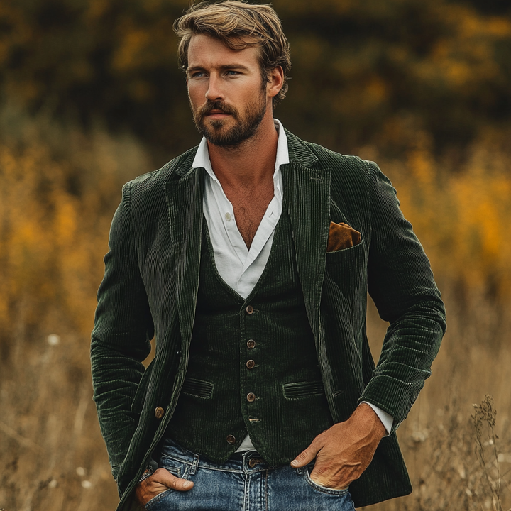 PATRIZIO™ | BLAZER CLASSICO CON GILET IN TESSUTO PREMIUM