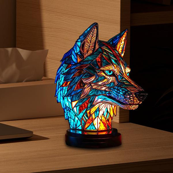 Lampada in Vetro a Forma di Lupo Piumato