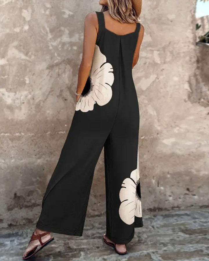Elegante Tuta Senza Maniche con Stampa Floreale