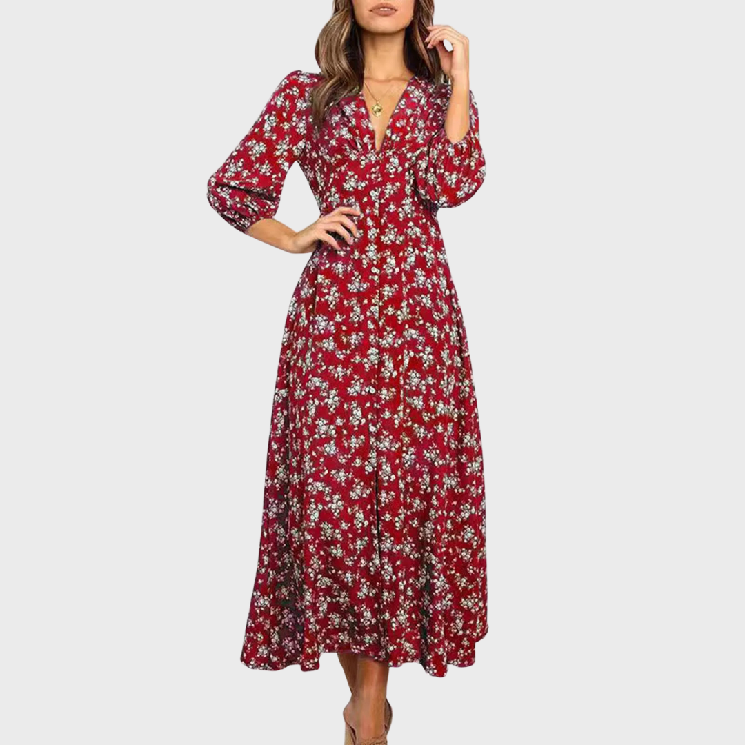 Melina | Abito lungo a stampa floreale bohemien