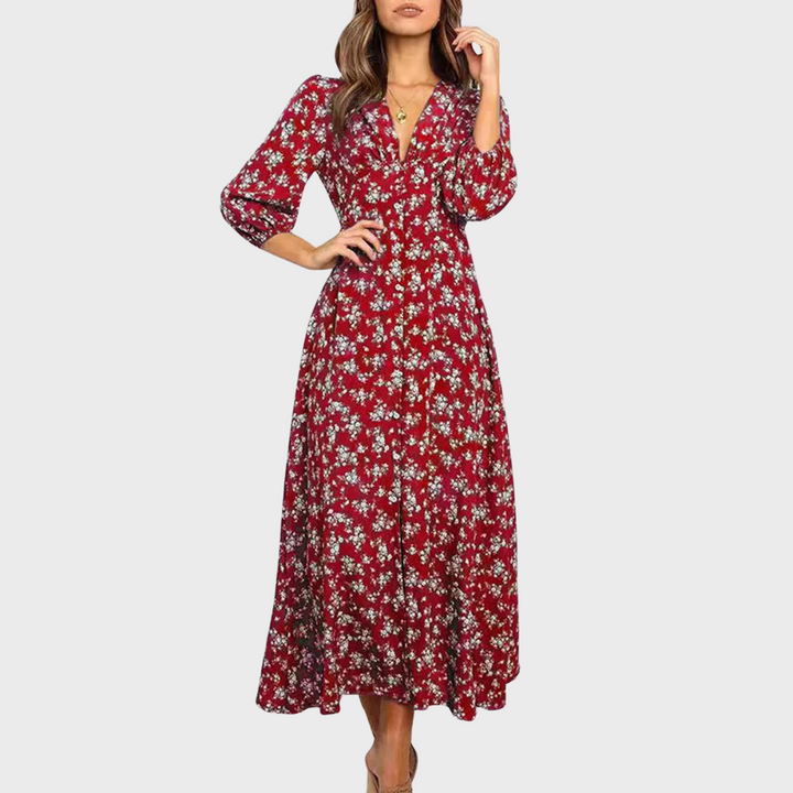 Melina | Abito lungo a stampa floreale bohemien