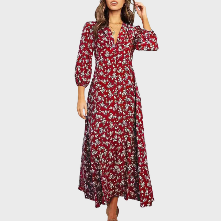 Melina | Abito lungo a stampa floreale bohemien
