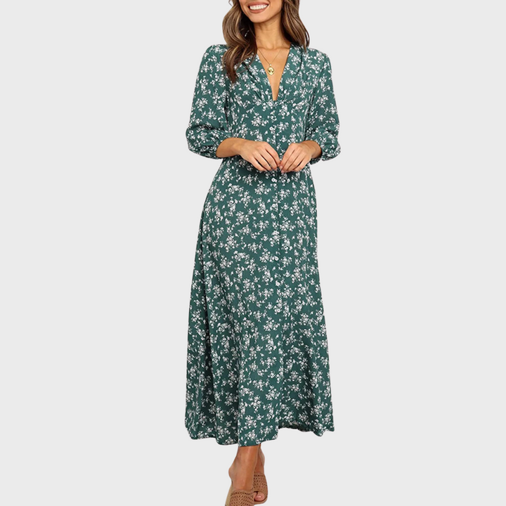 Melina | Abito lungo a stampa floreale bohemien