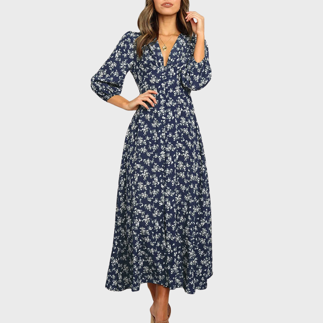 Melina | Abito lungo a stampa floreale bohemien