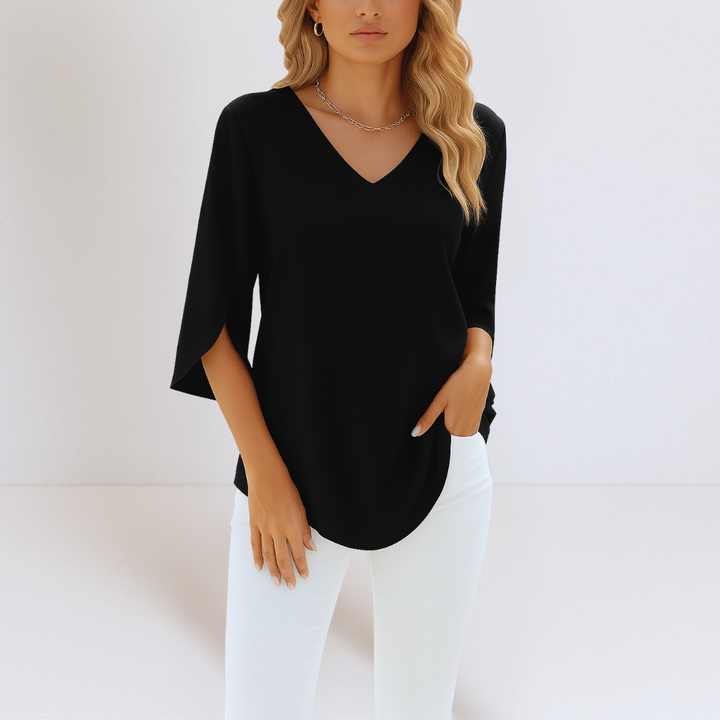 SOPHIE - Blusa elegante con scollo a V e maniche sfilate