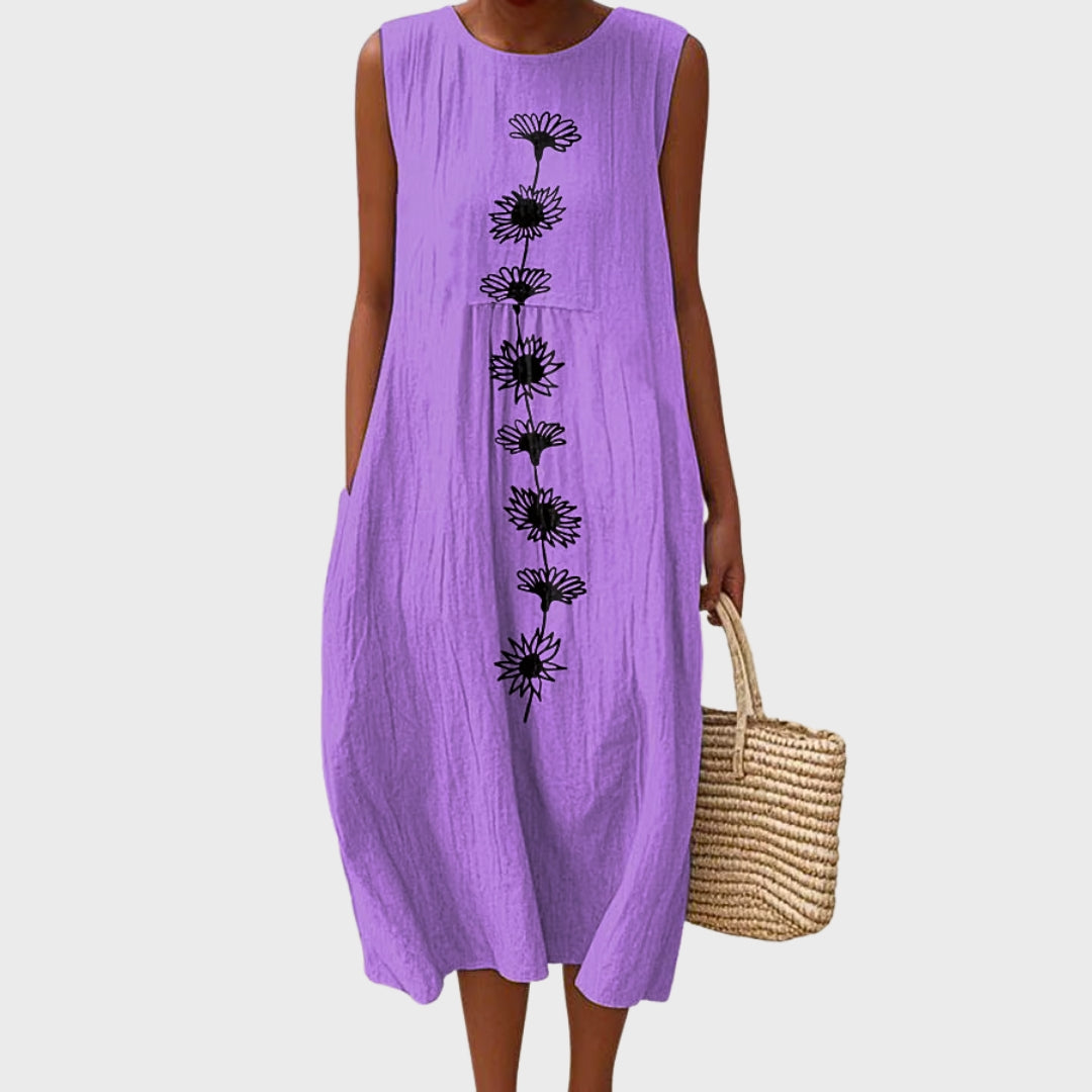 Chloe | Abito in Cotone con Fiori Selvatici