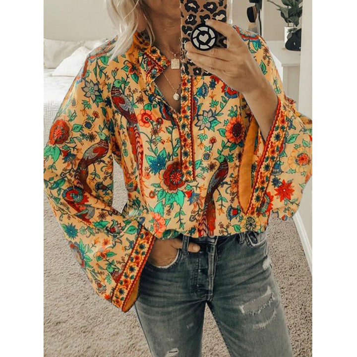Faylin – Blusa con Maniche a Campana e Stampa Boho