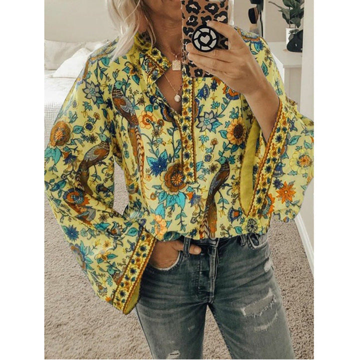 Faylin – Blusa con Maniche a Campana e Stampa Boho