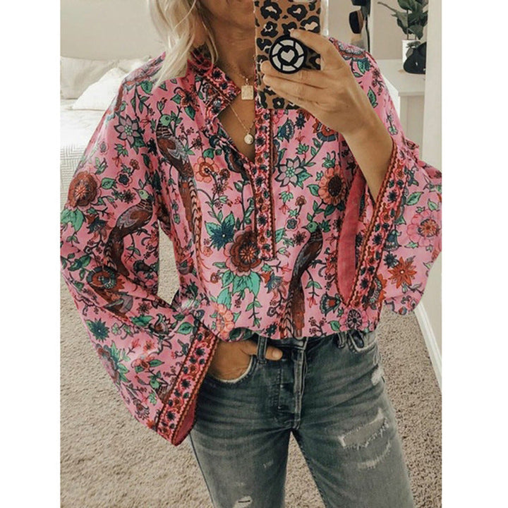 Faylin – Blusa con Maniche a Campana e Stampa Boho
