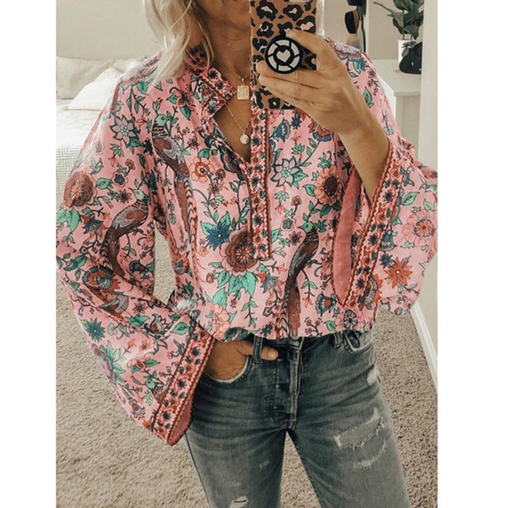 Faylin – Blusa con Maniche a Campana e Stampa Boho