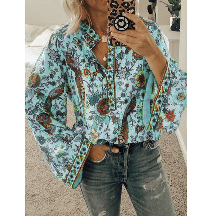 Faylin – Blusa con Maniche a Campana e Stampa Boho