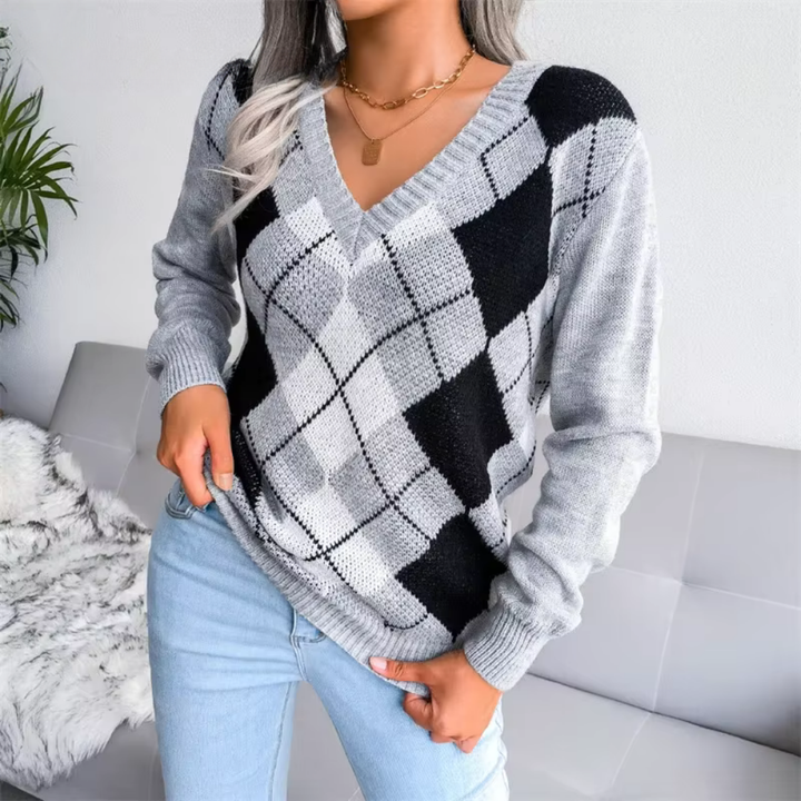 Maglione a V con Texture