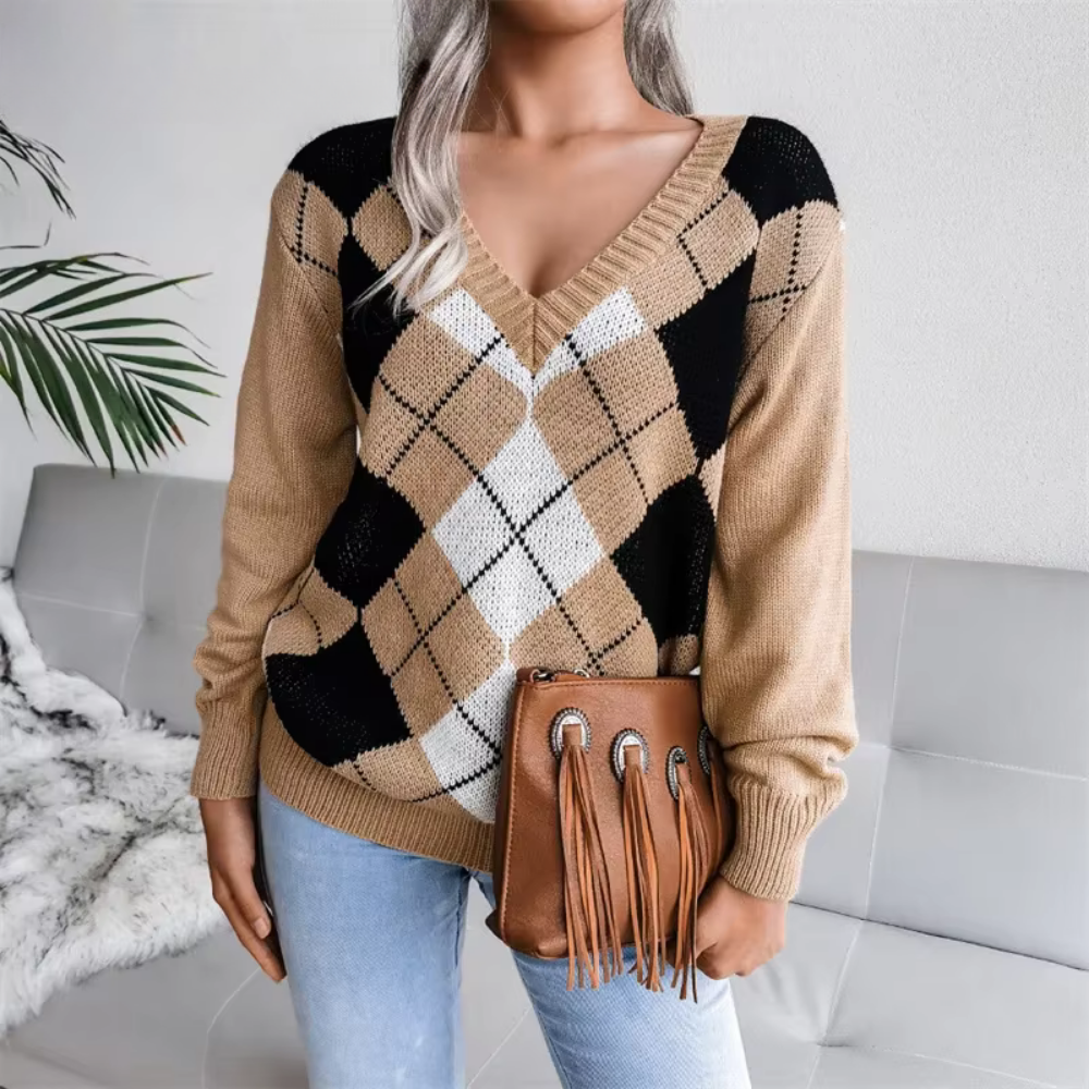 Maglione a V con Texture