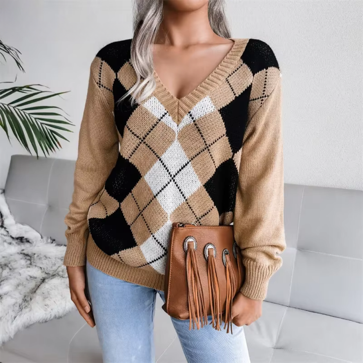 Maglione a V con Texture