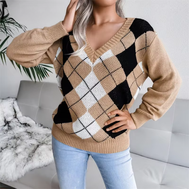 Maglione a V con Texture