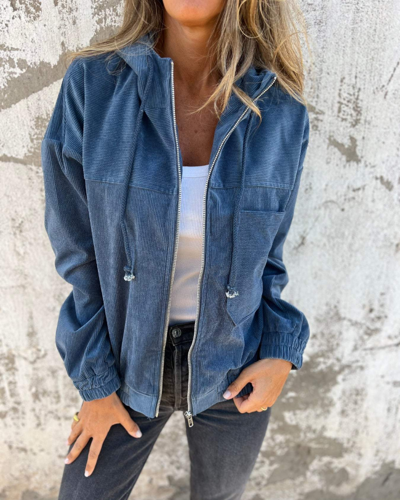 Ella | Giacca in Corduroy con Cappuccio e Zip