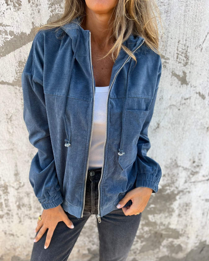 Ella | Giacca in Corduroy con Cappuccio e Zip