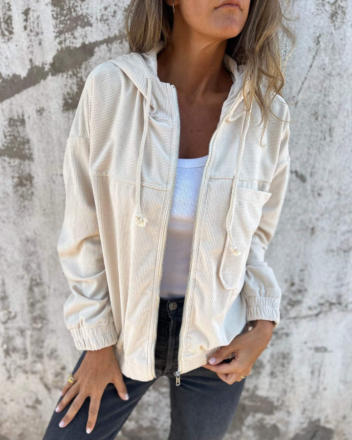 Ella | Giacca in Corduroy con Cappuccio e Zip