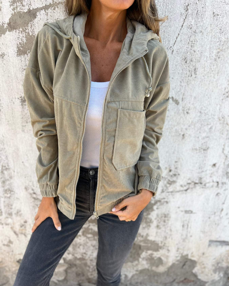 Ella | Giacca in Corduroy con Cappuccio e Zip