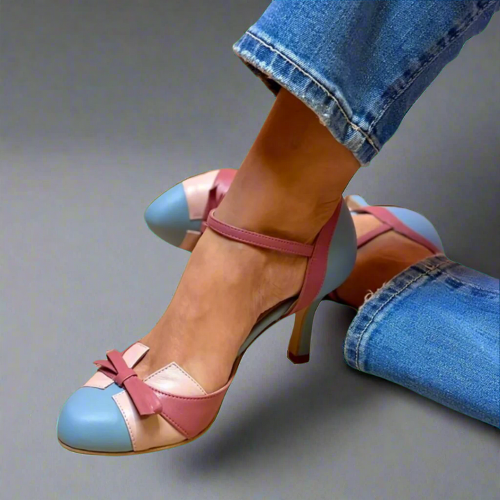LUCINDA | Décolleté color block elegante con bel bibelot in raso