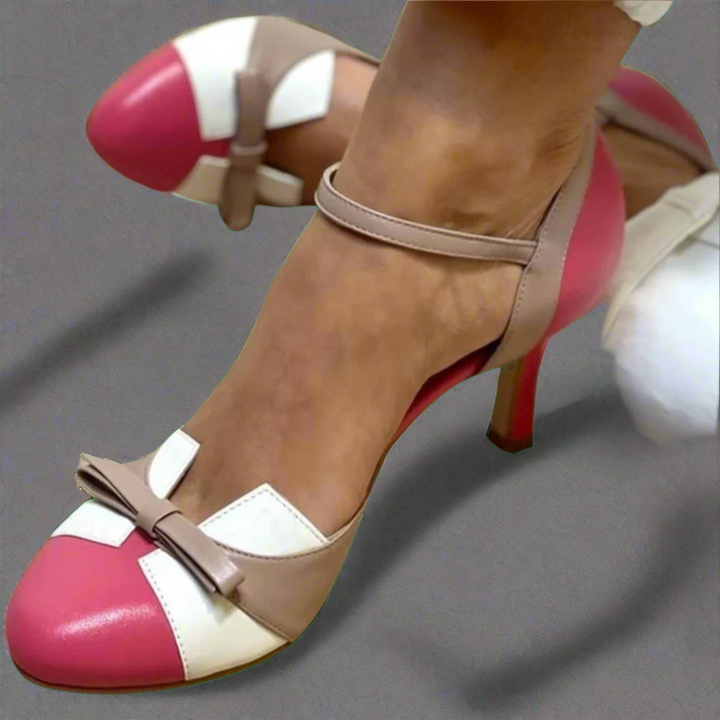 LUCINDA | Décolleté color block elegante con bel bibelot in raso