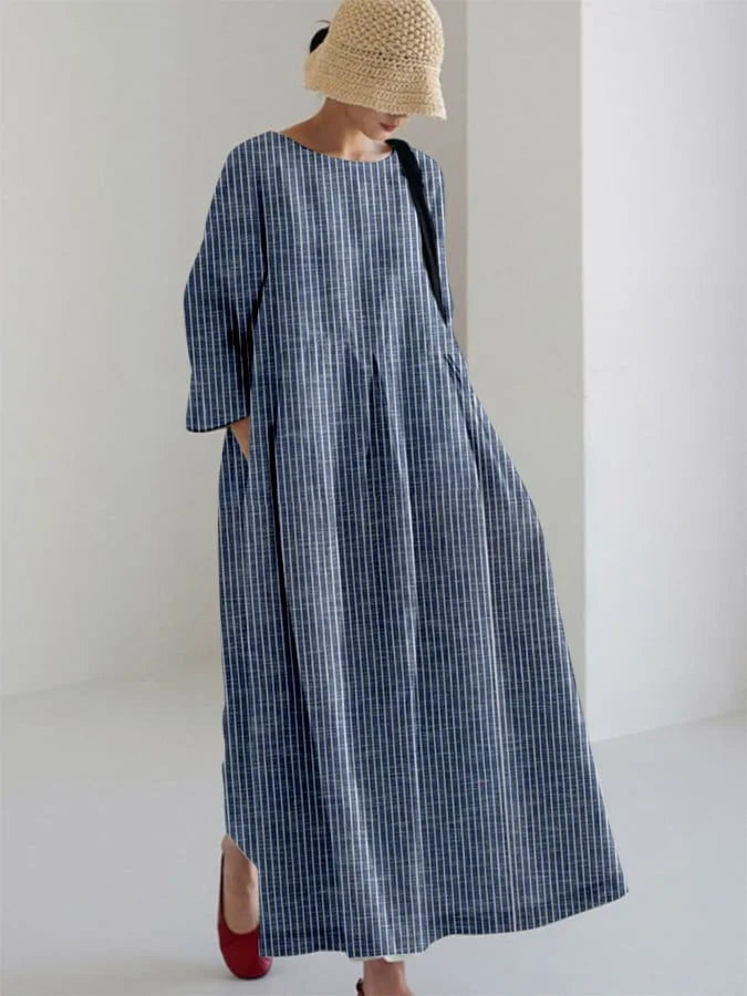 OLIVIA - VESTITO VINTAGE GESTRIPTES LOCKERES