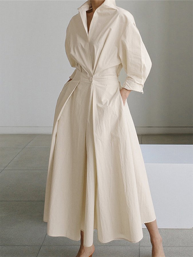 Clémence™ | Abito midi con dettaglio a bottone