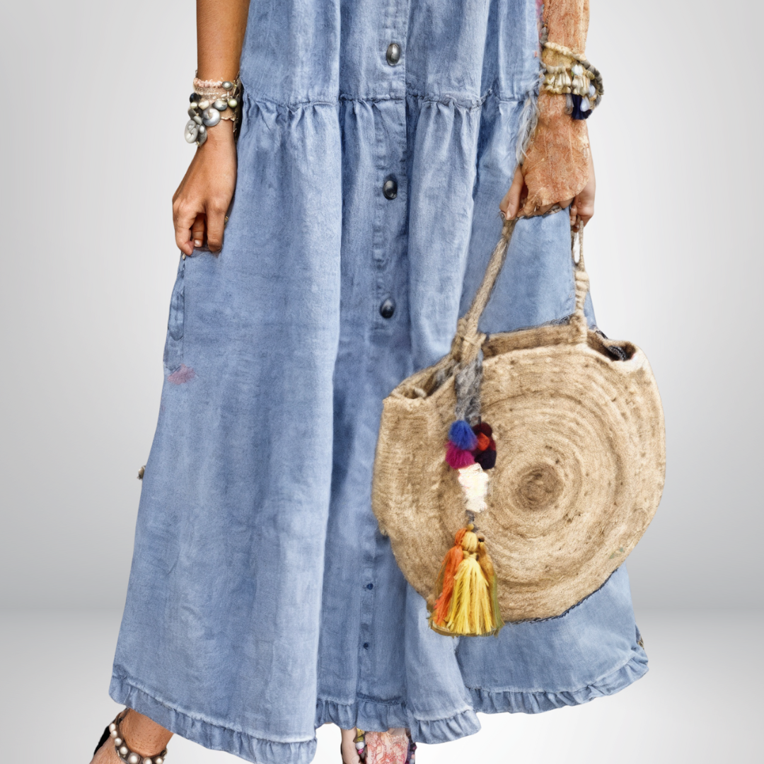Sofia® | Abito in Denim Morbido con Bottoni