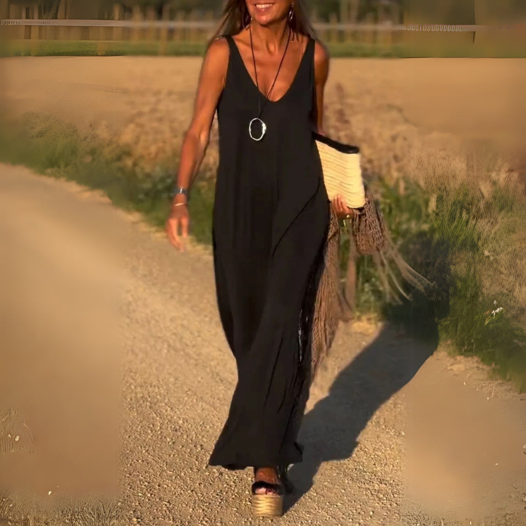 Élyse™ - Elegante Maxikleid senza maniche con scollatura a V Chic