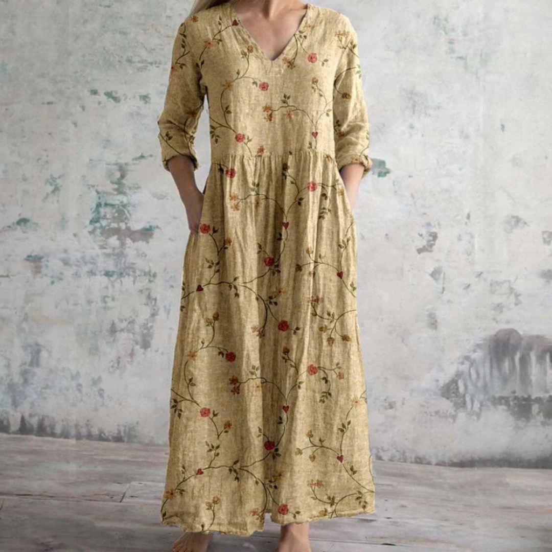 Fiona™ | Abito in Lino e Cotone a Fiori