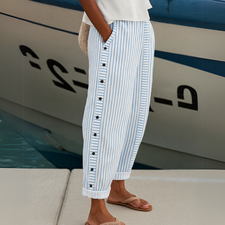 Freya - Pantaloni a Strisce Seabreeze con Bottone