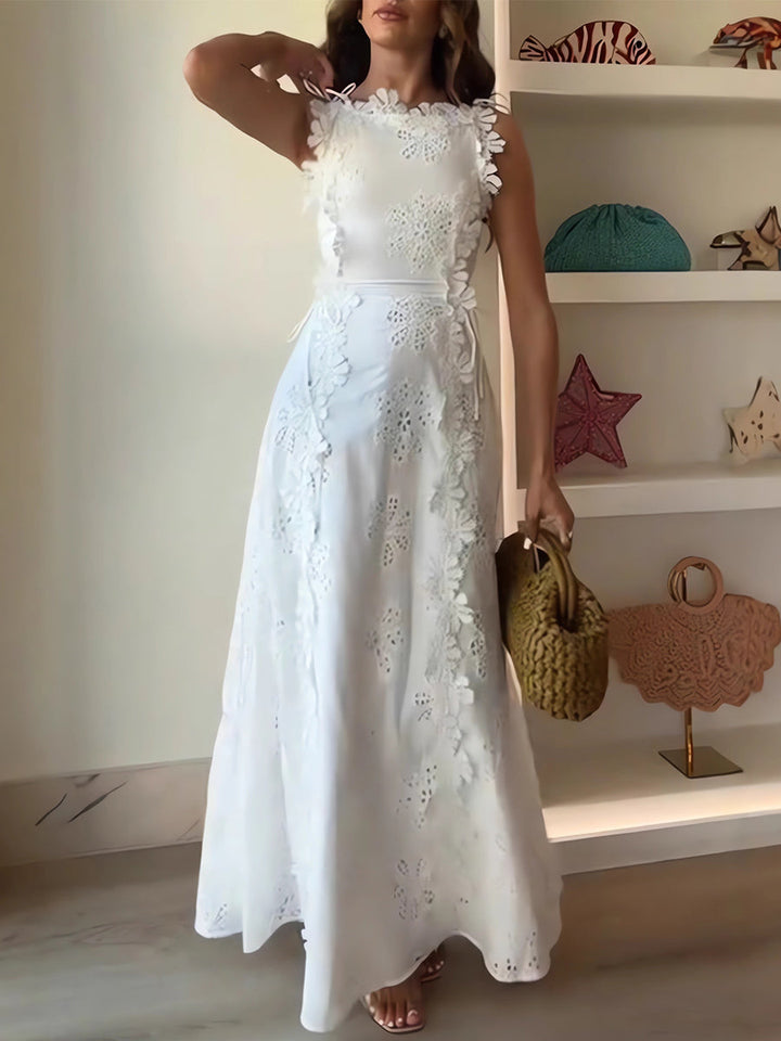 Éliora – Abito Maxi con Spalline in Pizzo Floreale