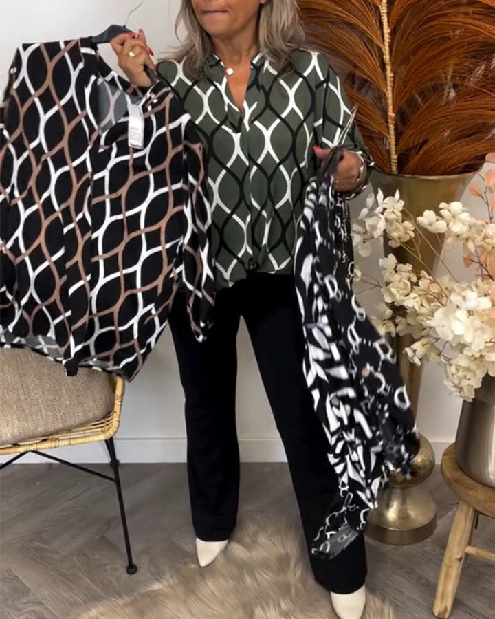 Janny™ | Blusa Casual con Maniche Lunghe e Motivo Elegante