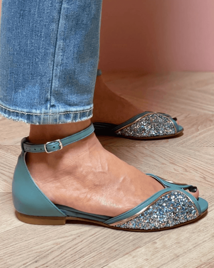 BRIGITTA | Eleganti Sandali Bassi Glitter Perfetti per Ogni Occasione