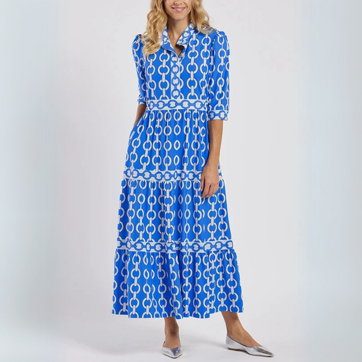 Verity – Vestito Camicia a Strati con Stampa a Catena
