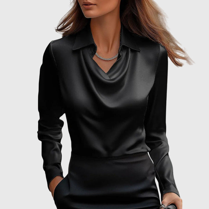 Sylvie | Blusa Lucida di Lusso con Collo Plissettato